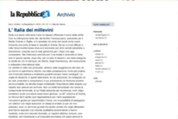Ritaglio stampa: La Repubblica, 2014 - Terre Bianche, Dolceacqua
