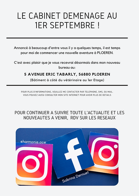 Le cabinet déménage au 1er septembre ! 