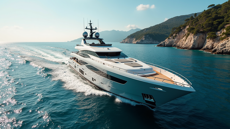High angle view of a luxury yacht in Cannes