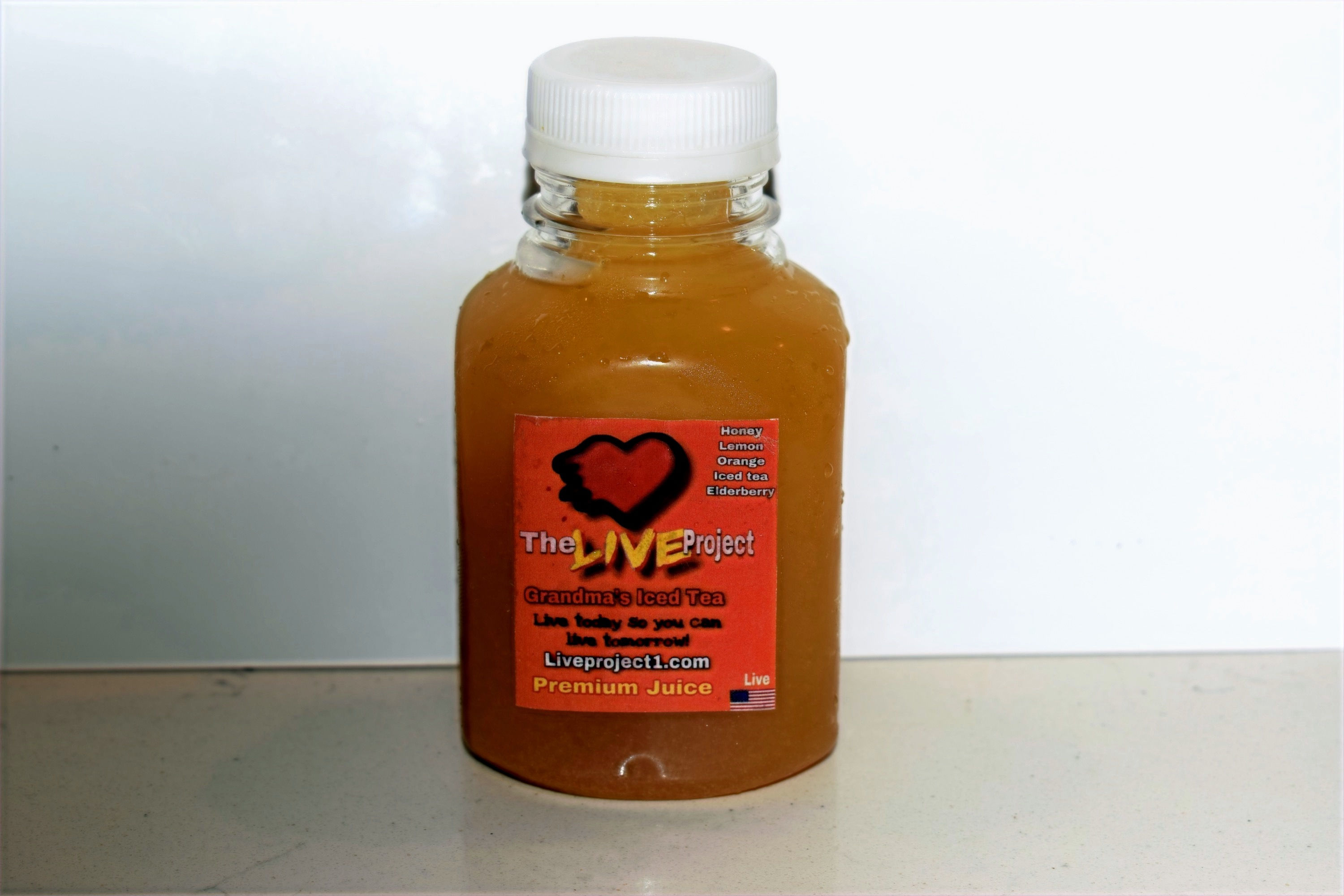 6pk 8oz Honey lemon orange ice tea with elderberry