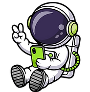 Cute astronaut character sitting in spacesuit