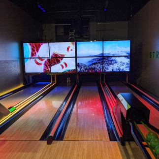 bowling lanes at the fun lab