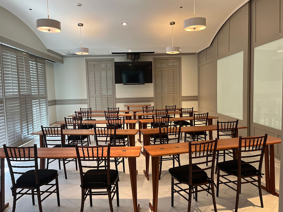 Terrace Room Arranged for Meeting or Private Dining at Bedford Event Center