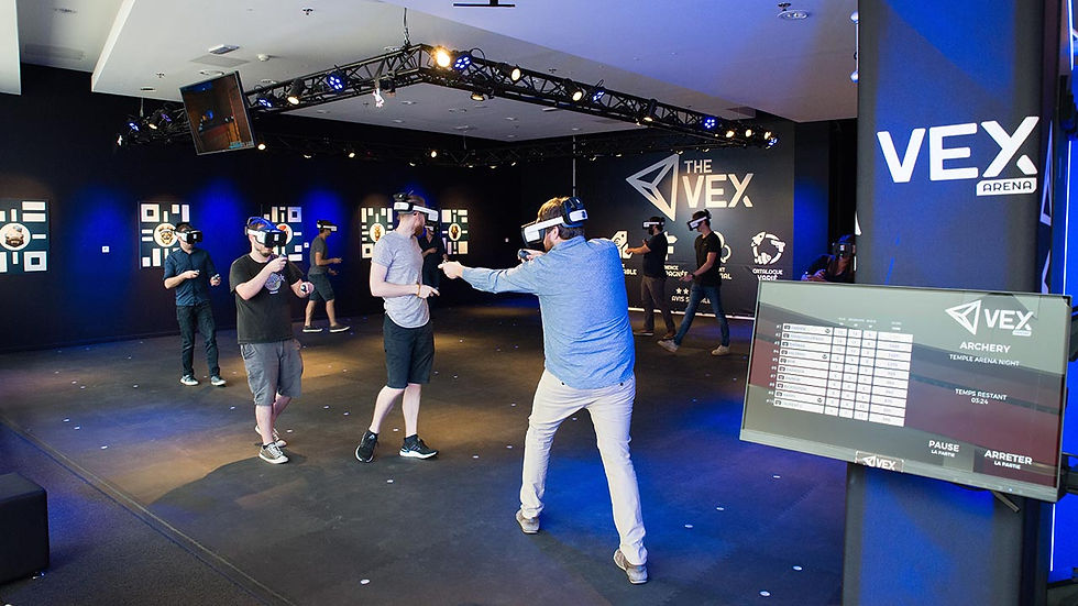 Guests enjoying wireless VR gameplay at King's VEX VR Arena