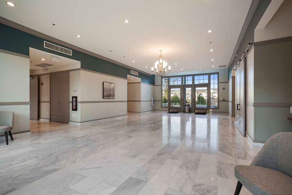 Grand Entryway at Bedford Event Center with Natural Light and Marble Floors
