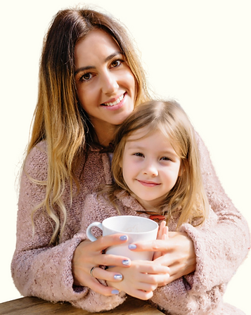 mom and daughter getting coffee
