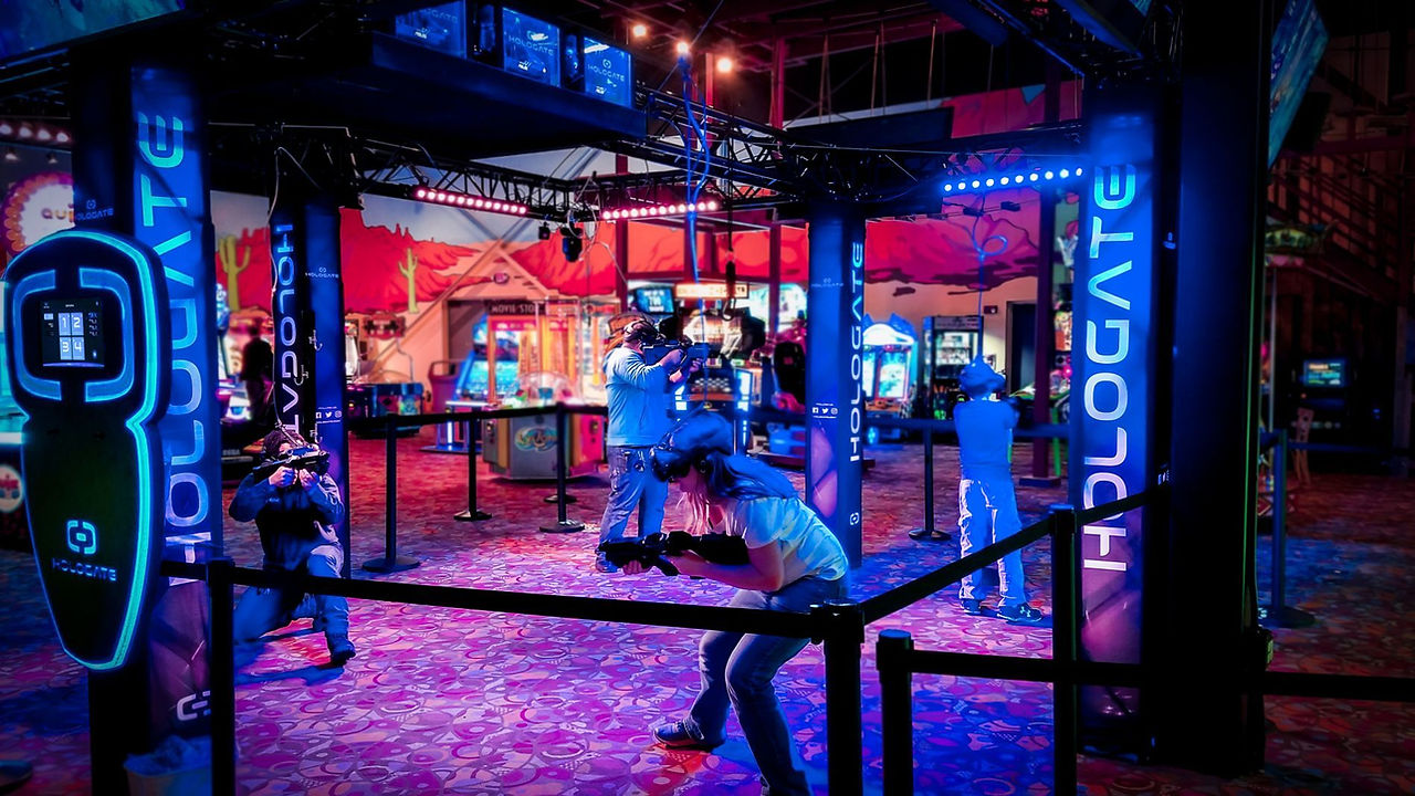 people playing in the valo arena at the fun lab