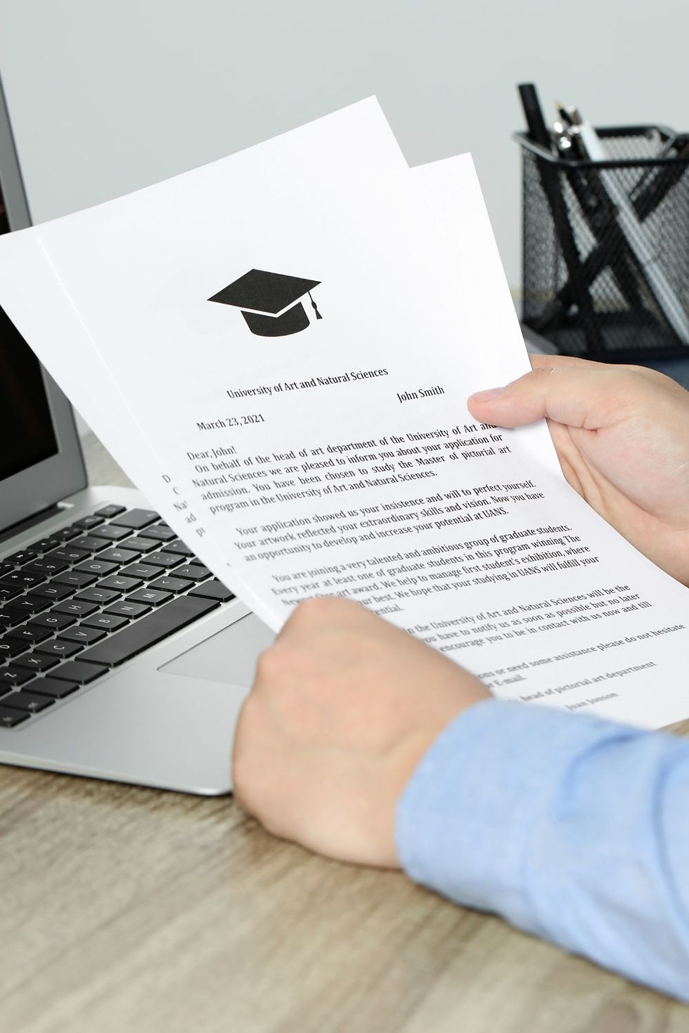 Lettre d'acceptation d'une école