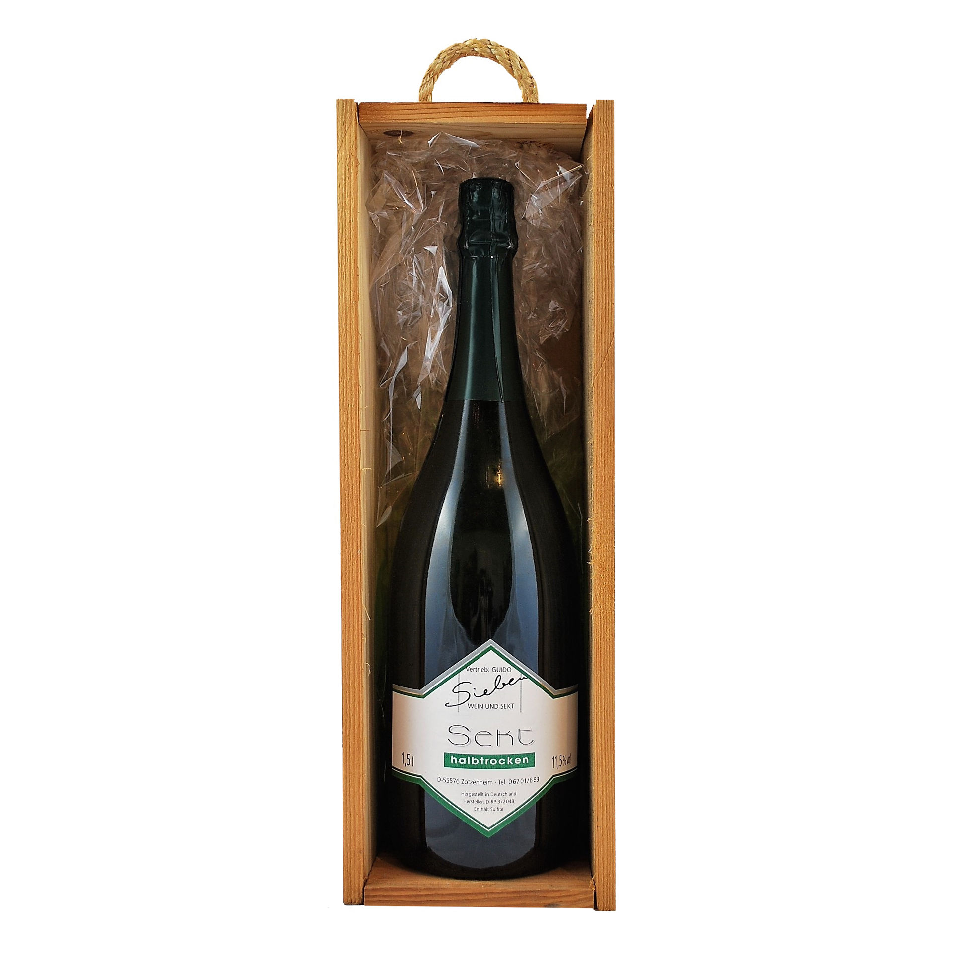 Prä6 Magnumsekt Winzersekt Holzbox Geburtstag personalisierbar Präsent Geschenk Weingut Siebenhof Zotzenheim Rheinhessen