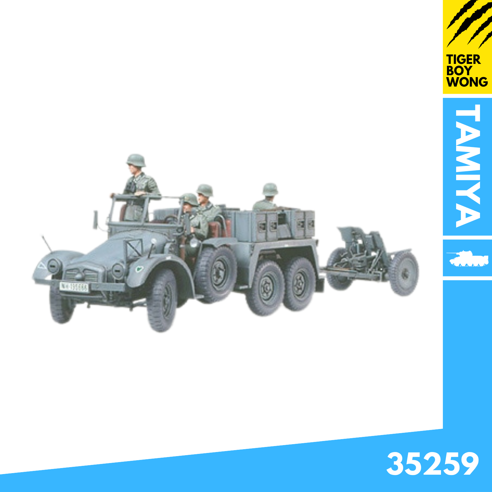 Tamiya 35259 1/35 Krupp Protze 1-Ton (6 X 4) Kfz.69 Towing Truck with 3.7 cm Pak