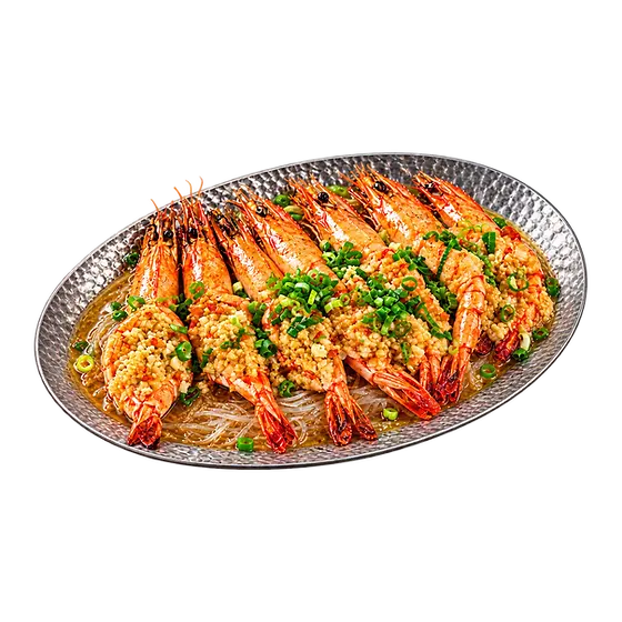 Crevetten mit Knoblauch auf Glasnudeln – 蒜蓉粉丝虾