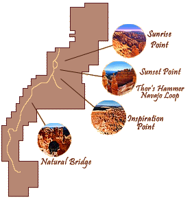 Map of Bryce Canyon in Utah