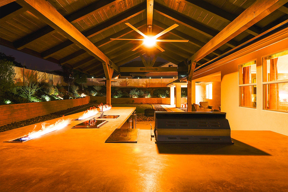 Backyard during twilight.