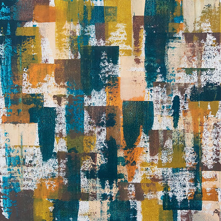 Kunst, Spachteltechnik - abstrakte Farbkombination in Blaugrün- und Ocker-, Beigetönen 