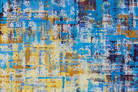 Kunst - Spachteltechnik, abstrakte Farbkombination in Gelb-, Blau-, Violetttönen