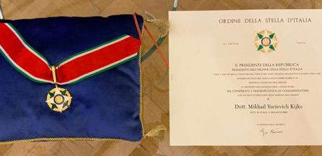 Mikhail Yurievich Kijko: onorificenza di Commendatore dell’Ordine della Stella d’Italia