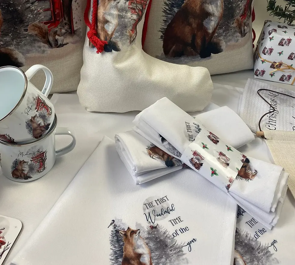 Thumbnail: Personalised Christmas Napkins Magical Woodland