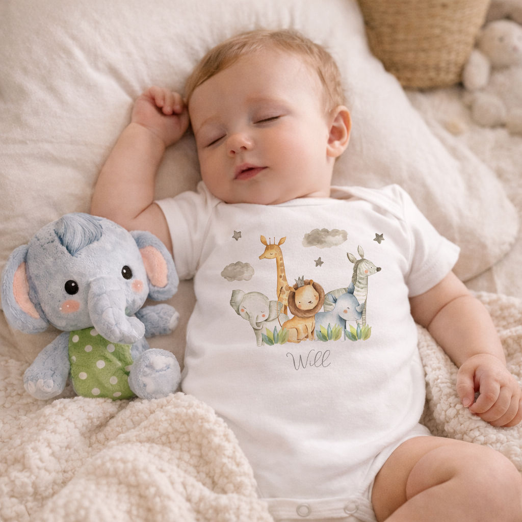 Personalised Jungle Theme Baby Gift Set