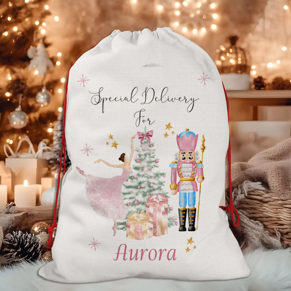 Personalised Santa Sack, Stocking Pink Christmas