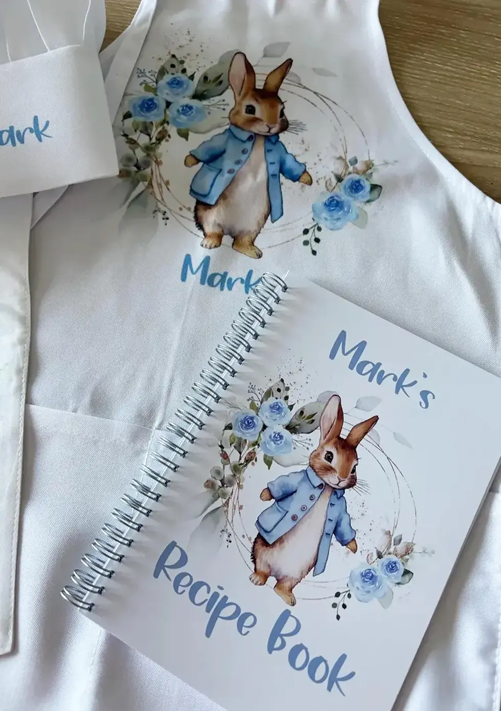 Thumbnail: Personalised Kids Baking Apron Set – Rabbit Design