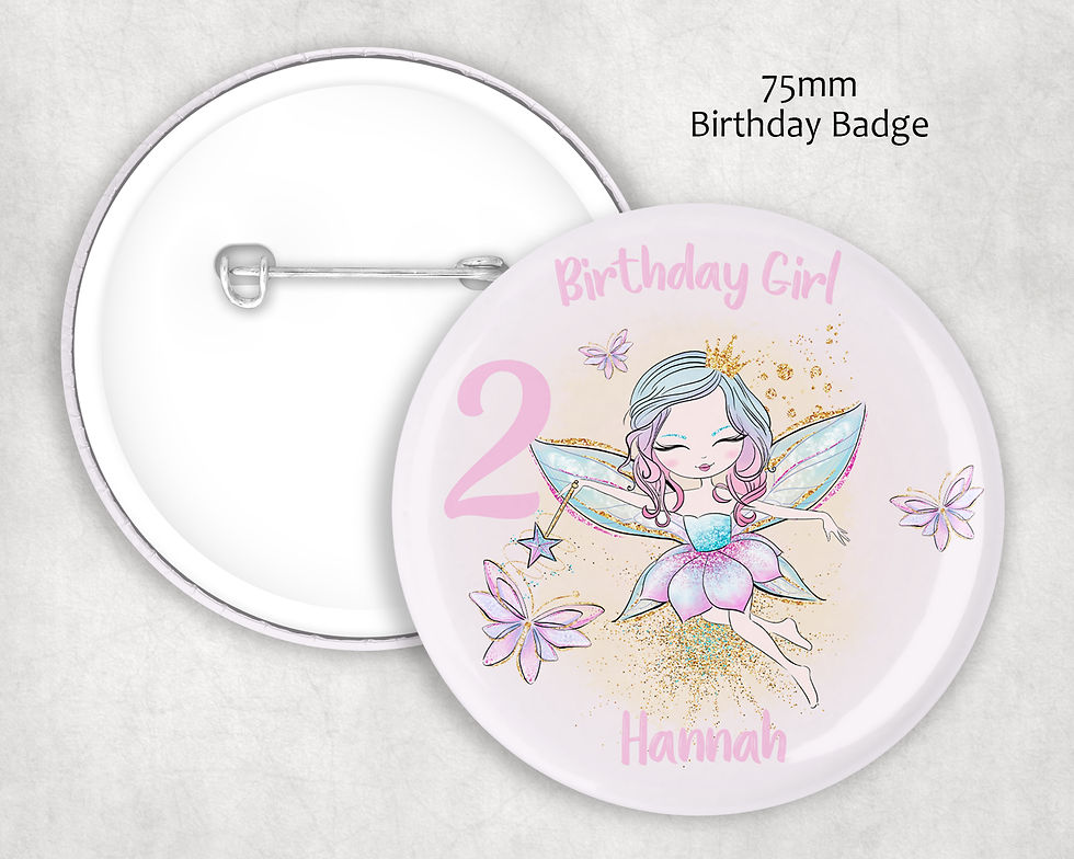 Thumbnail: Girls Cute Fairy Personalised Birthday T-shirt