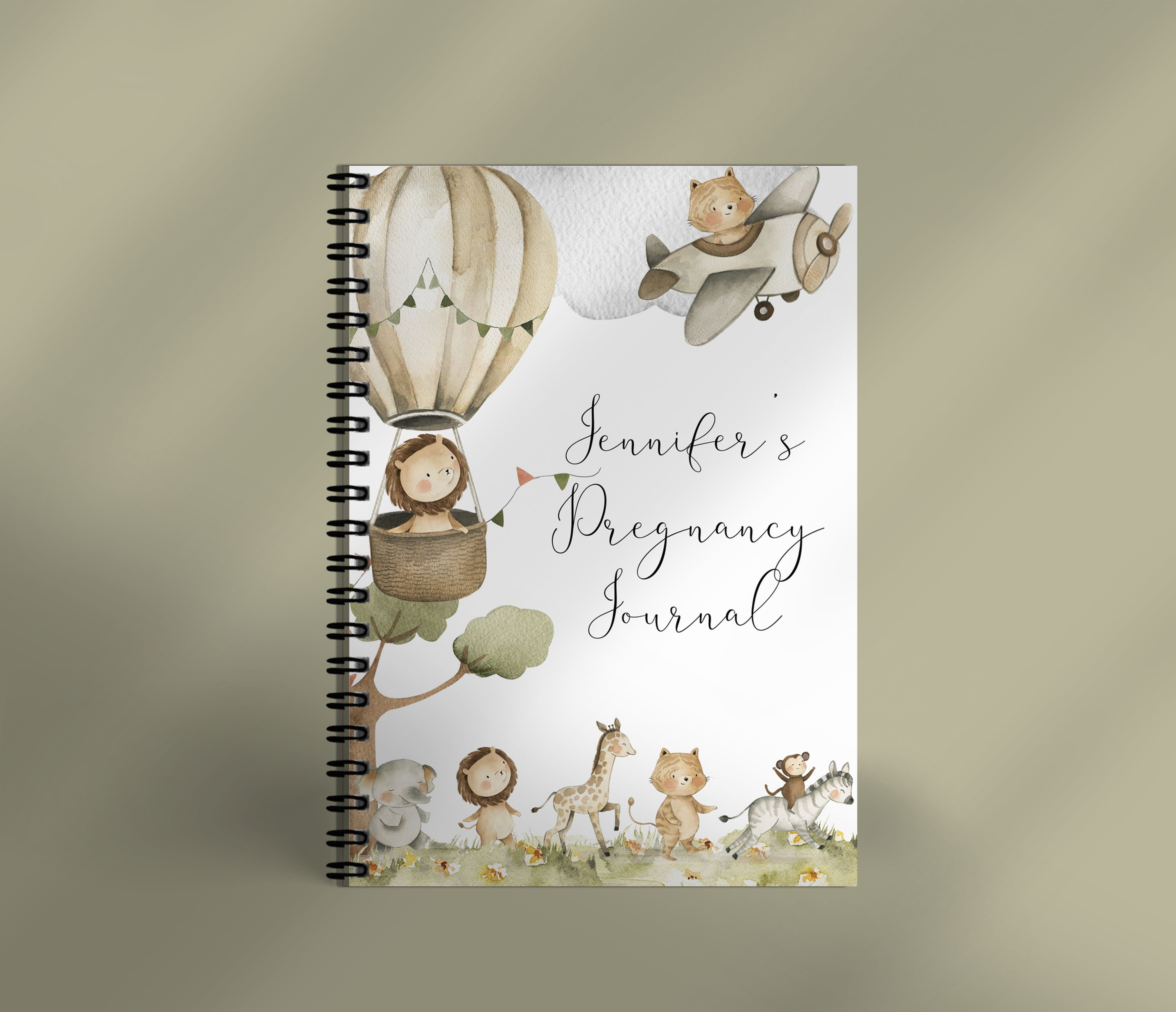 Personalised Pregnancy Journal Safari themed