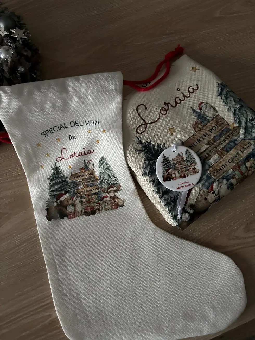 Thumbnail: Personalised Santa Sack, Stocking Adorable Woodland