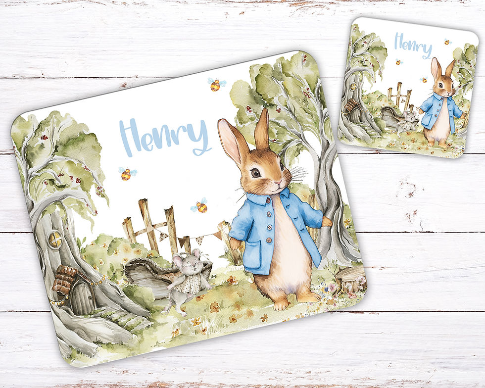 Thumbnail: Little Blue Bunny Kids Personalised Dinner Gift Set