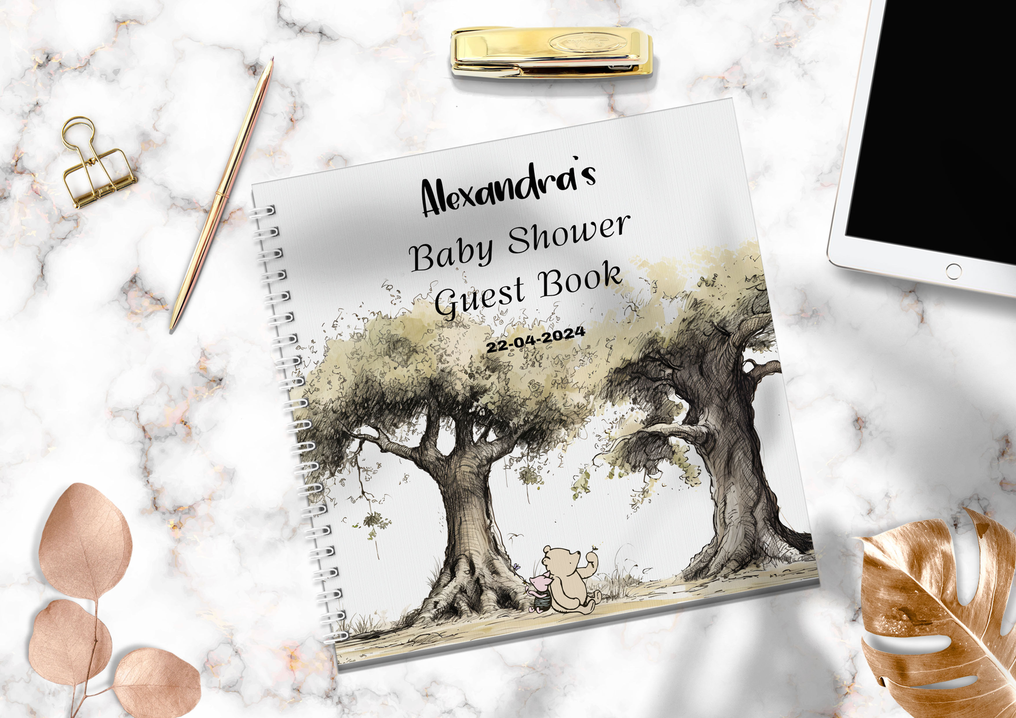 Classic Pooh Bear Baby Shower Guest Book