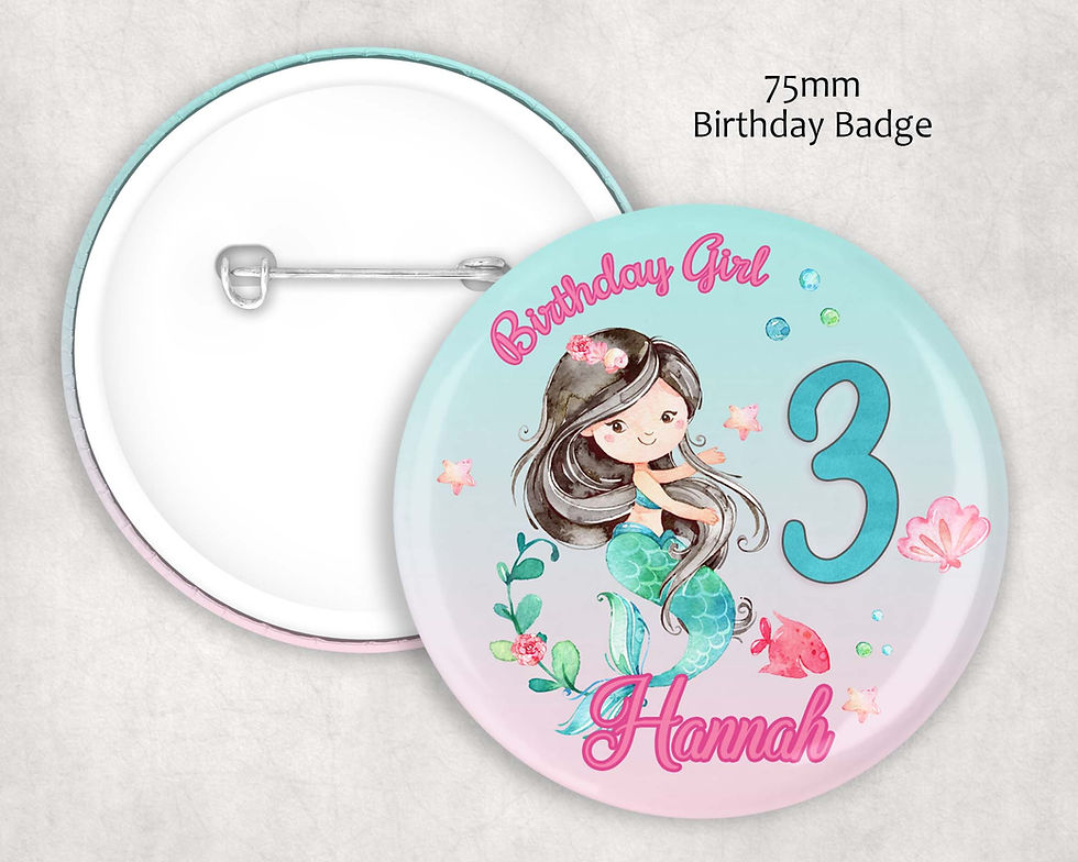 Thumbnail: Girls Cute Mermaid Personalised Birthday T-shirt