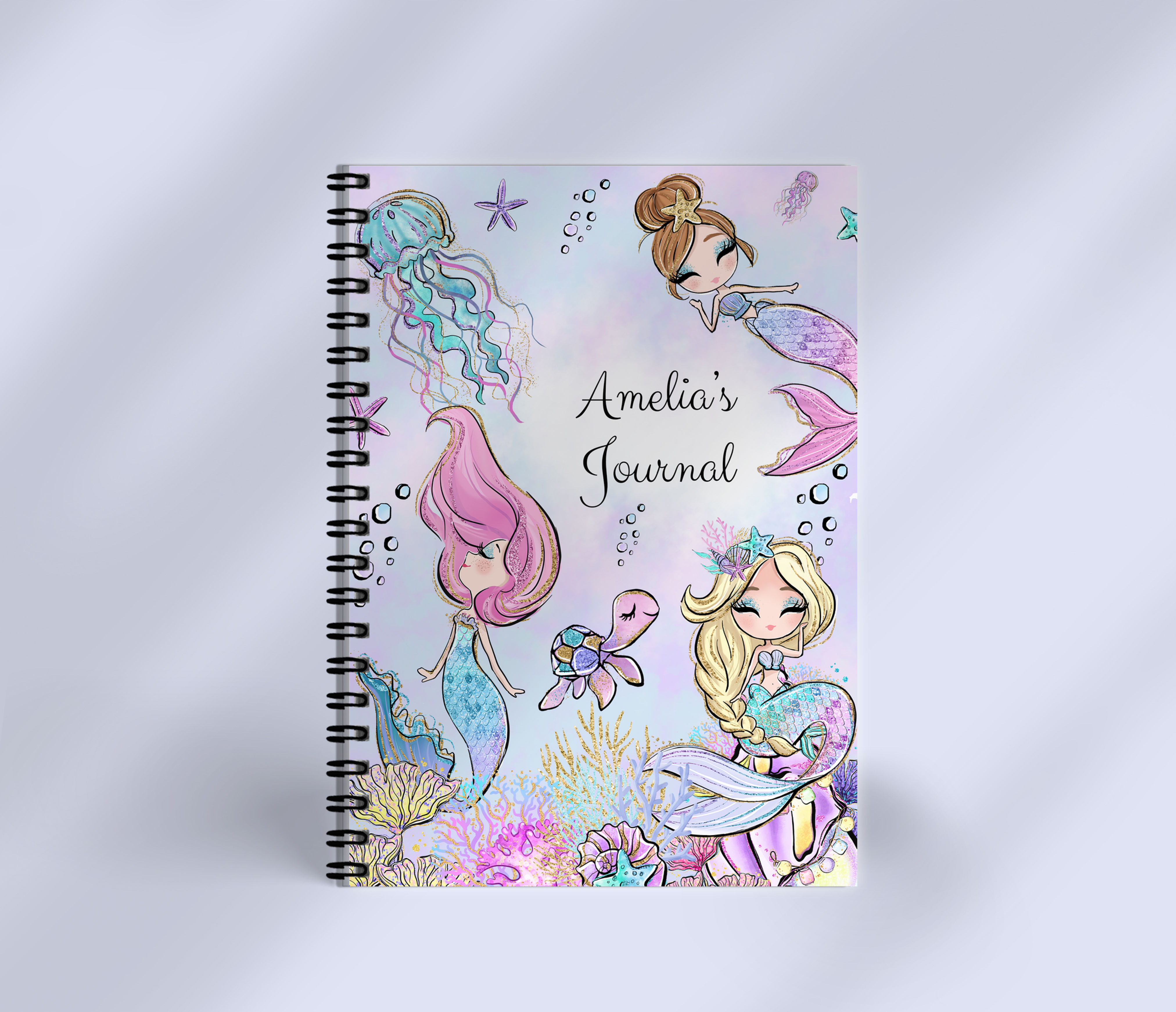 Kids Personalised Notebook Colourful Mermaids