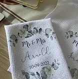 personalised anniversary kitchen tea towel