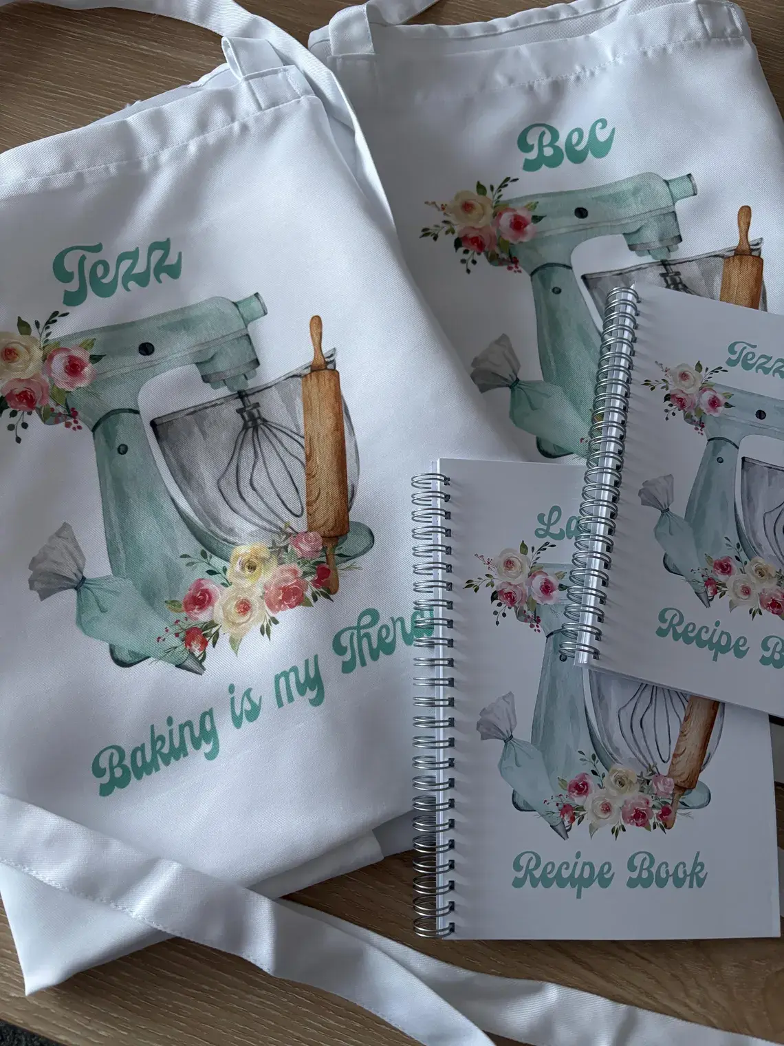 Personalised Green Mixer Quality Cooking Apron Gift Set