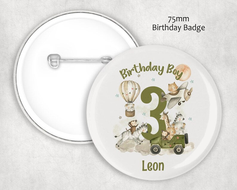 Thumbnail: Boys Safari Theme Personalised Birthday T-shirt