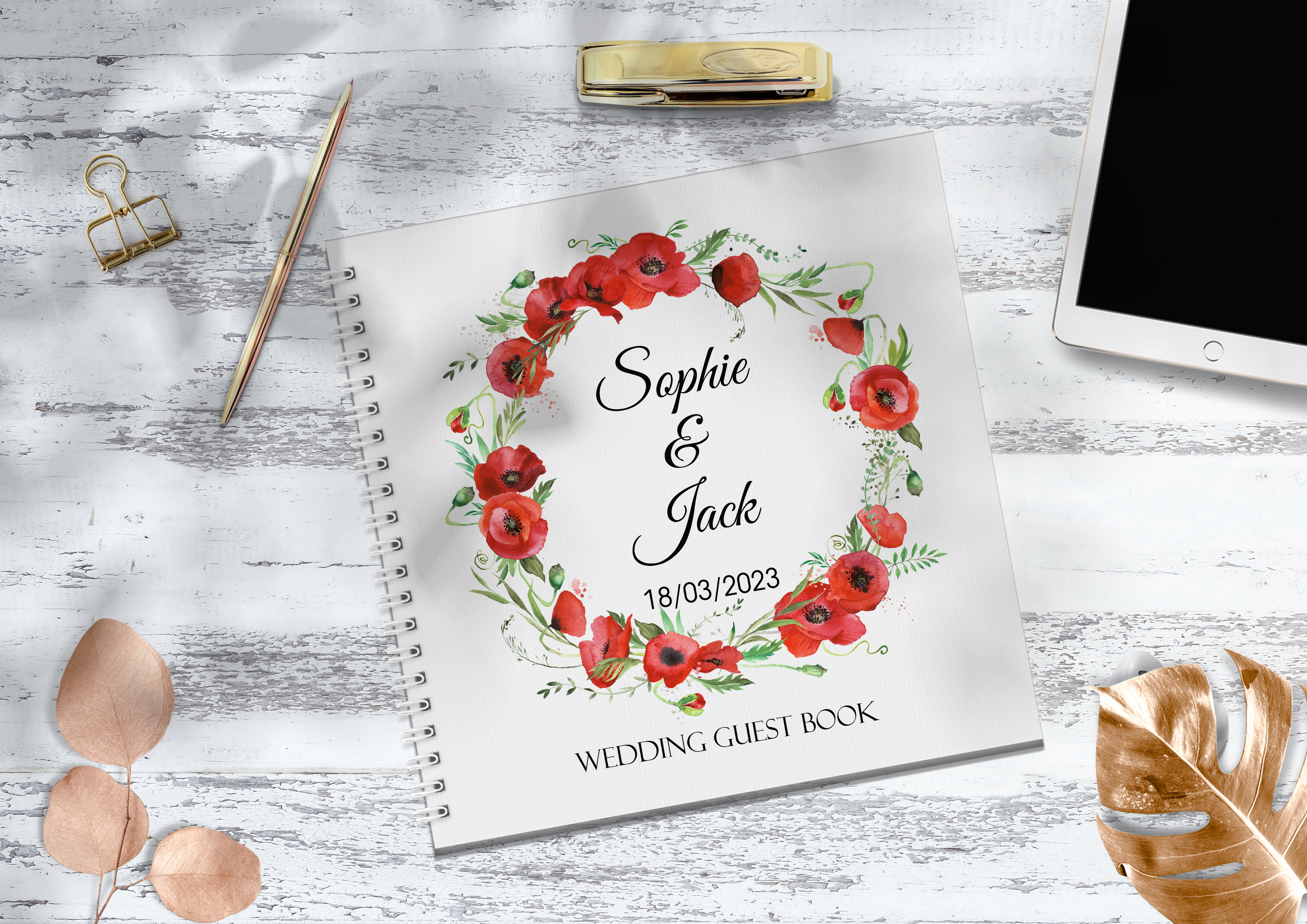 Personalised Wedding Guest Book Poppy Floral
