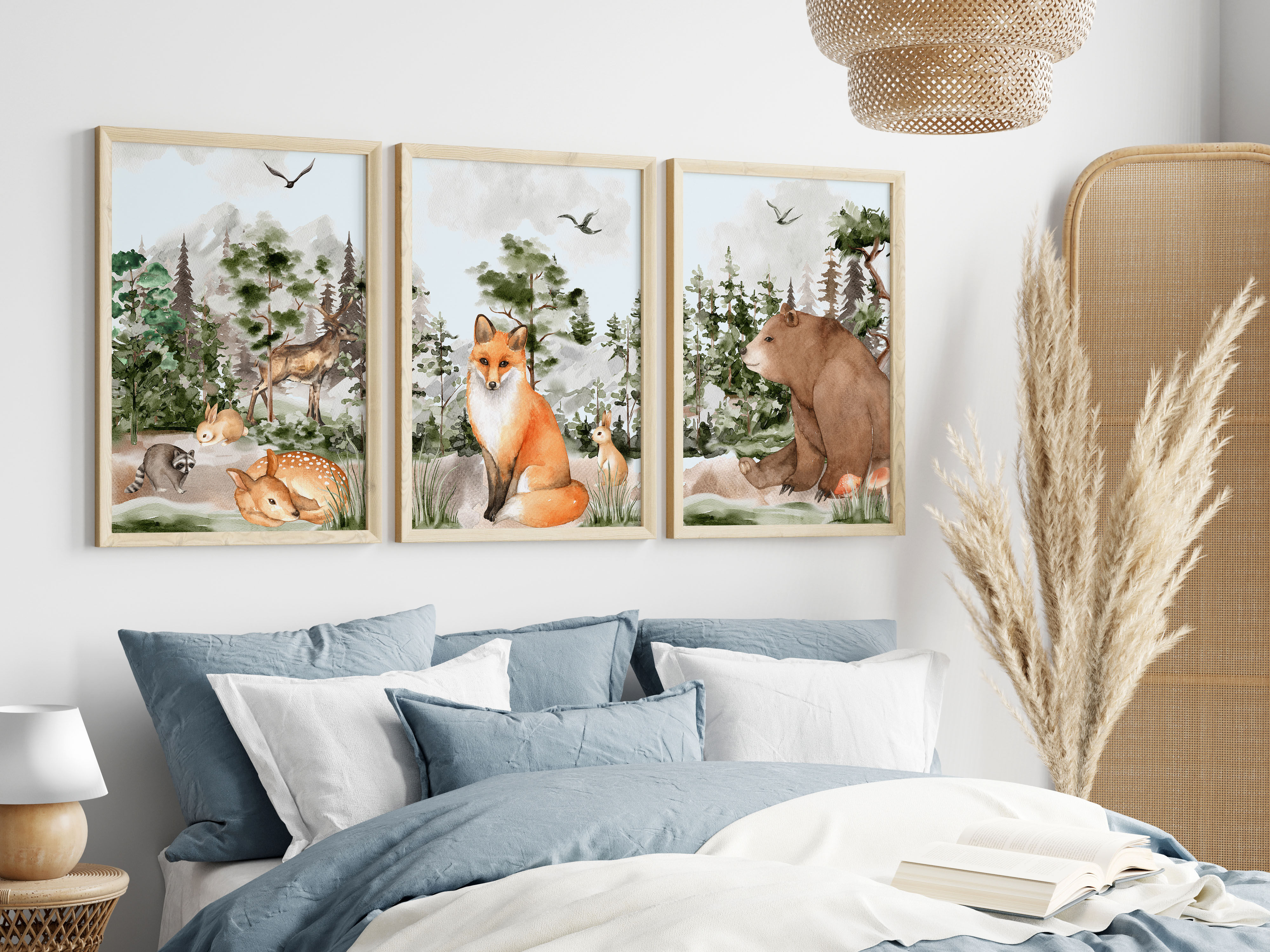 Forest Animals Nursery Posters Wall Art Set
