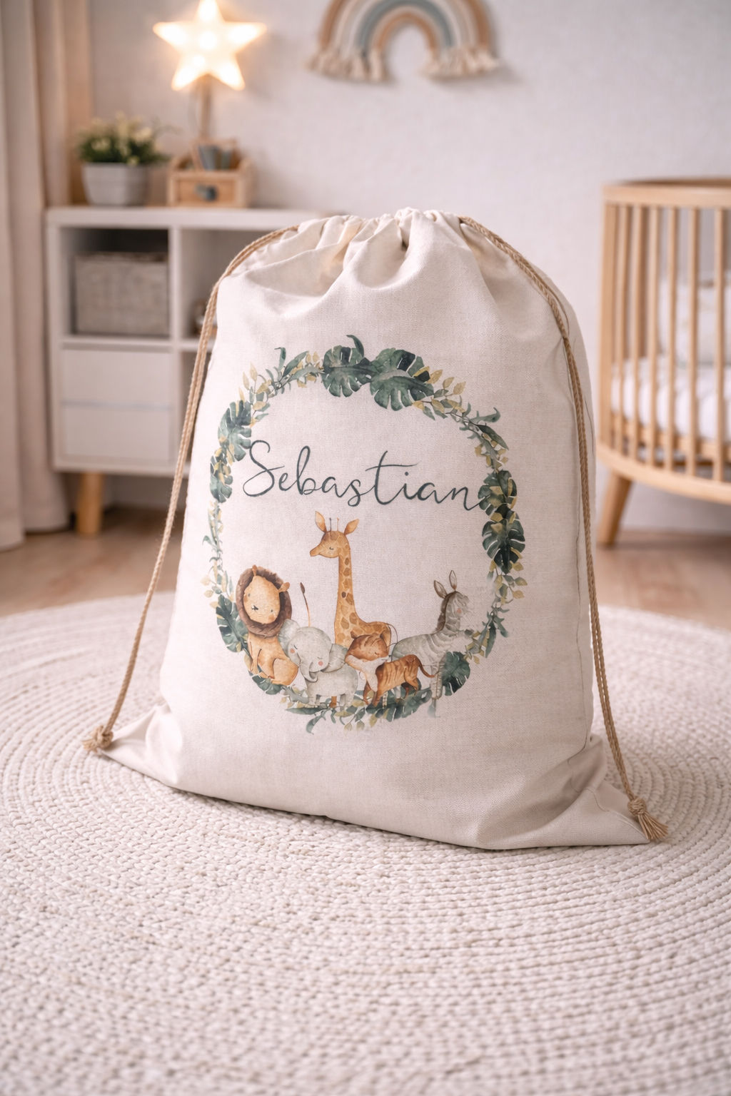 Personalised Classic Safari Theme Toy Storage Bag
