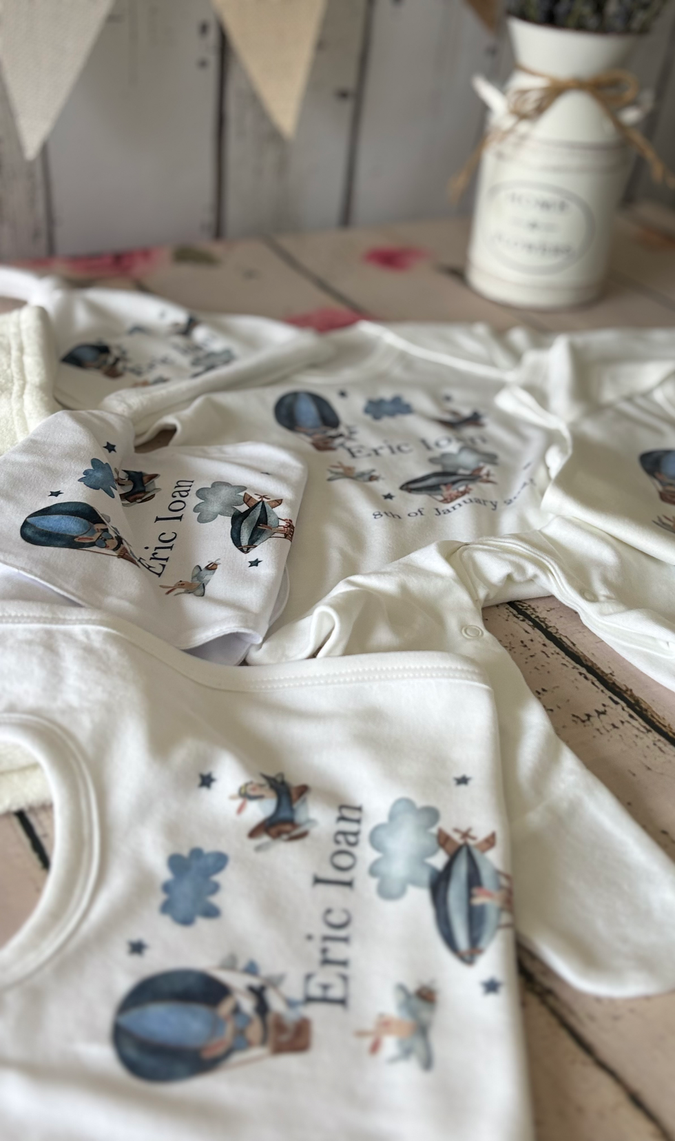 Thumbnail: Personalised Hot Air Balloon Baby Boy Gift Set