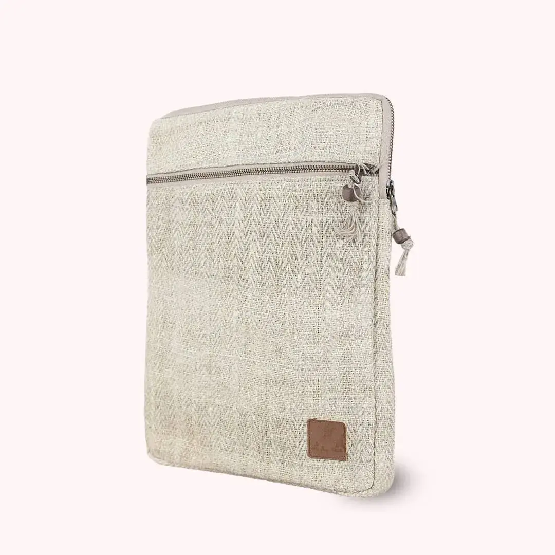 Pochette ordinateur  en chanvre Shanti Ecru