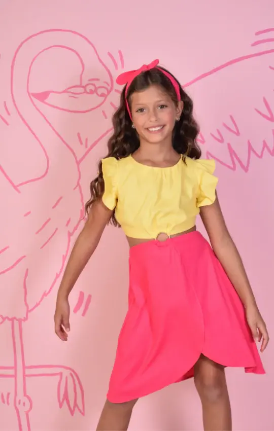 PINK & YELLOW LINEN DRESS 