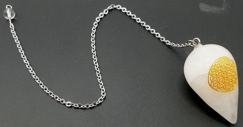 Miniatura: Pendule Gravé Fleur de Vie 4cm - Cristal de Roche