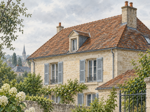 Maison ancienne avec couverture en tuiles, lucarne et cheminée à préserver dans un projet de rénovation