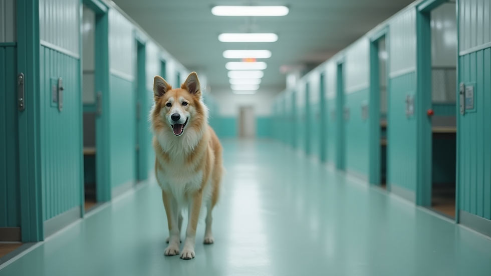 High angle view of a clean and spacious dog breeding facility