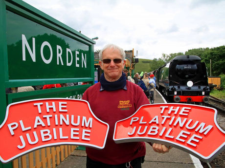 Volunteer crafts special headboards marking Queen's Platinum Jubilee to grace steam locomotives