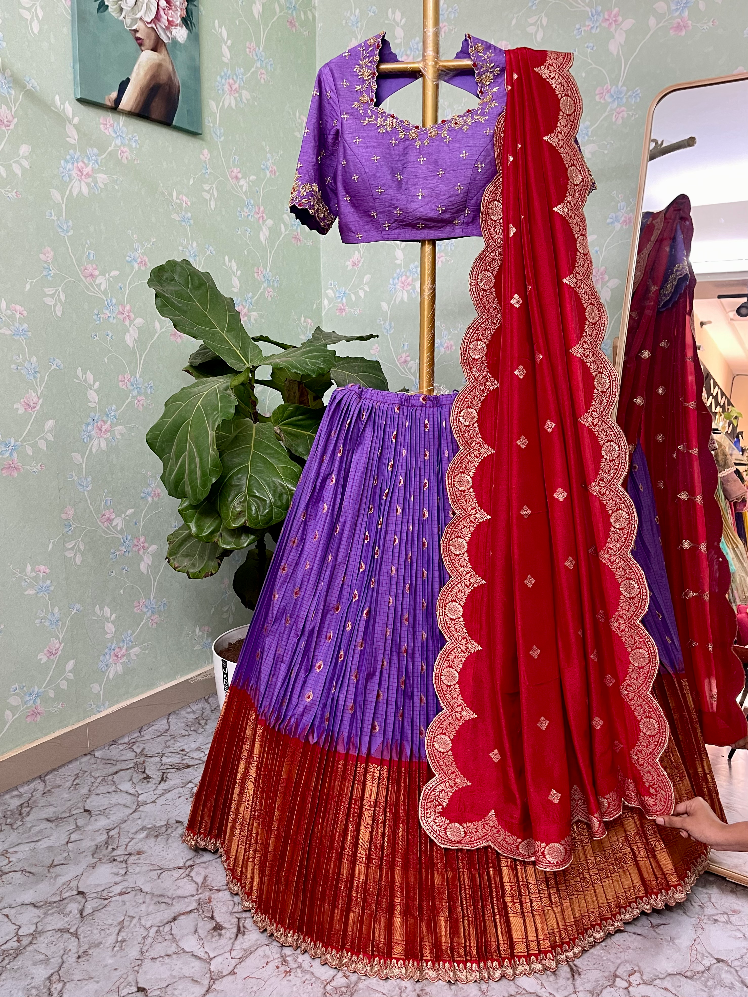 Lavender red gadwal pattu