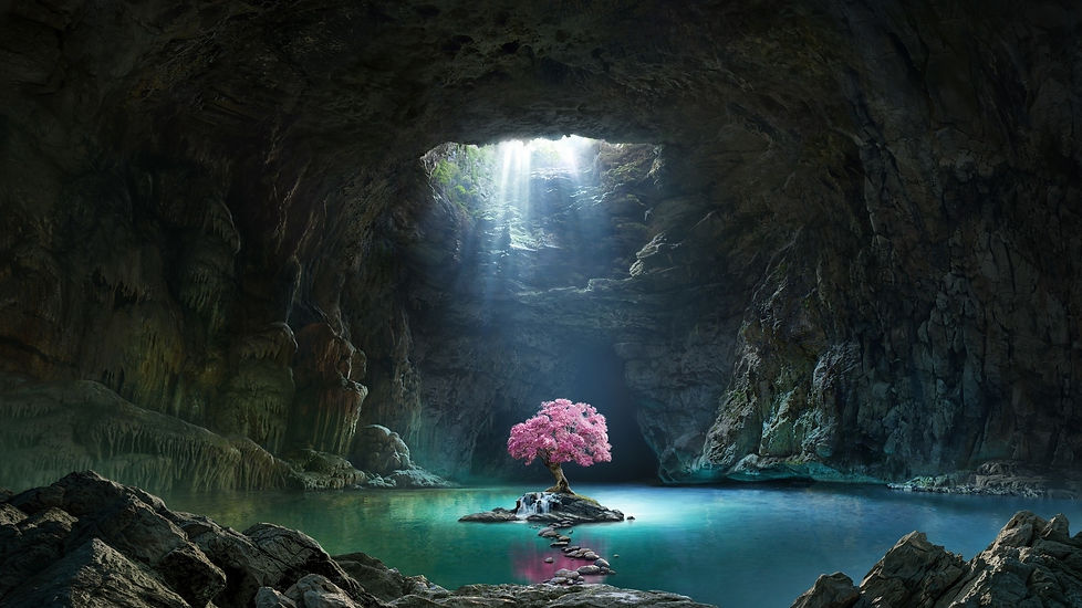 pink-tree-cave-lake-nature.jpeg