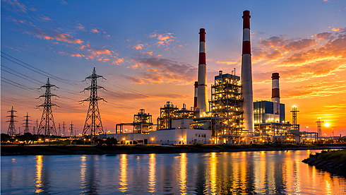 Large power-generation facility with transmission infrastructure.