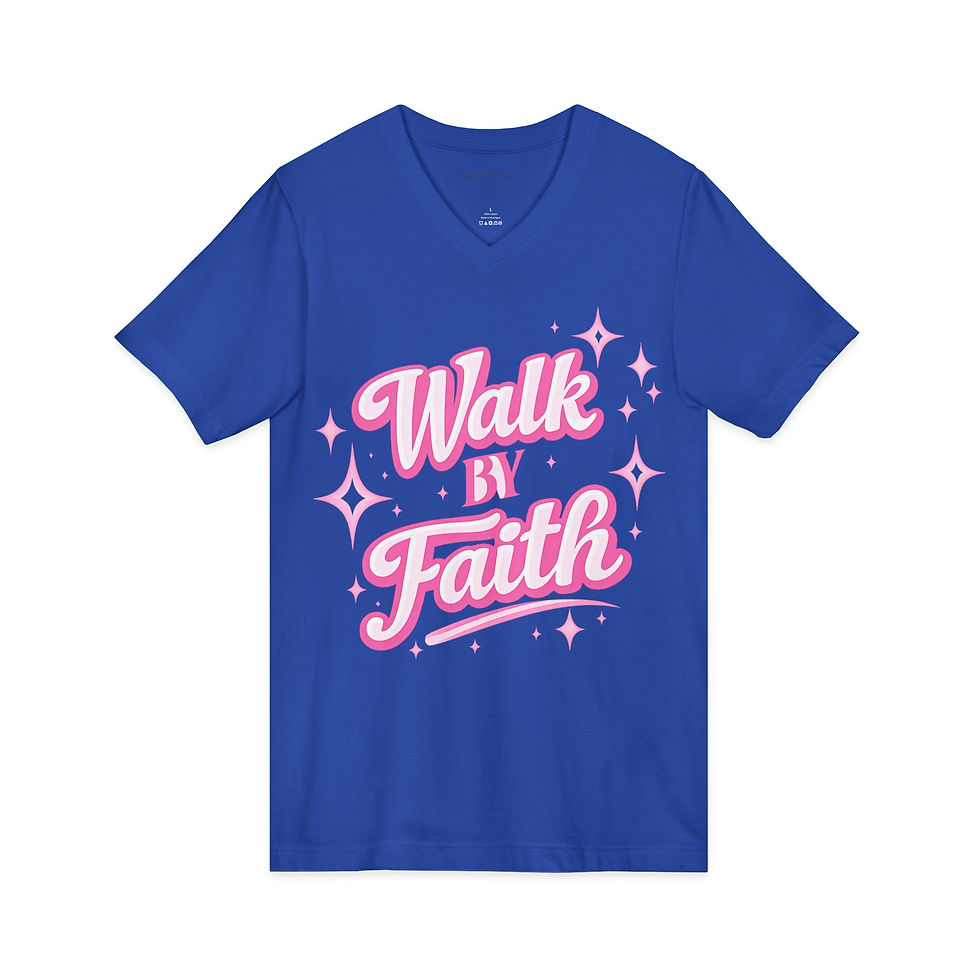 Thumbnail: Walk By Faith Script Tee | Christian Inspirational V-Neck Shirt