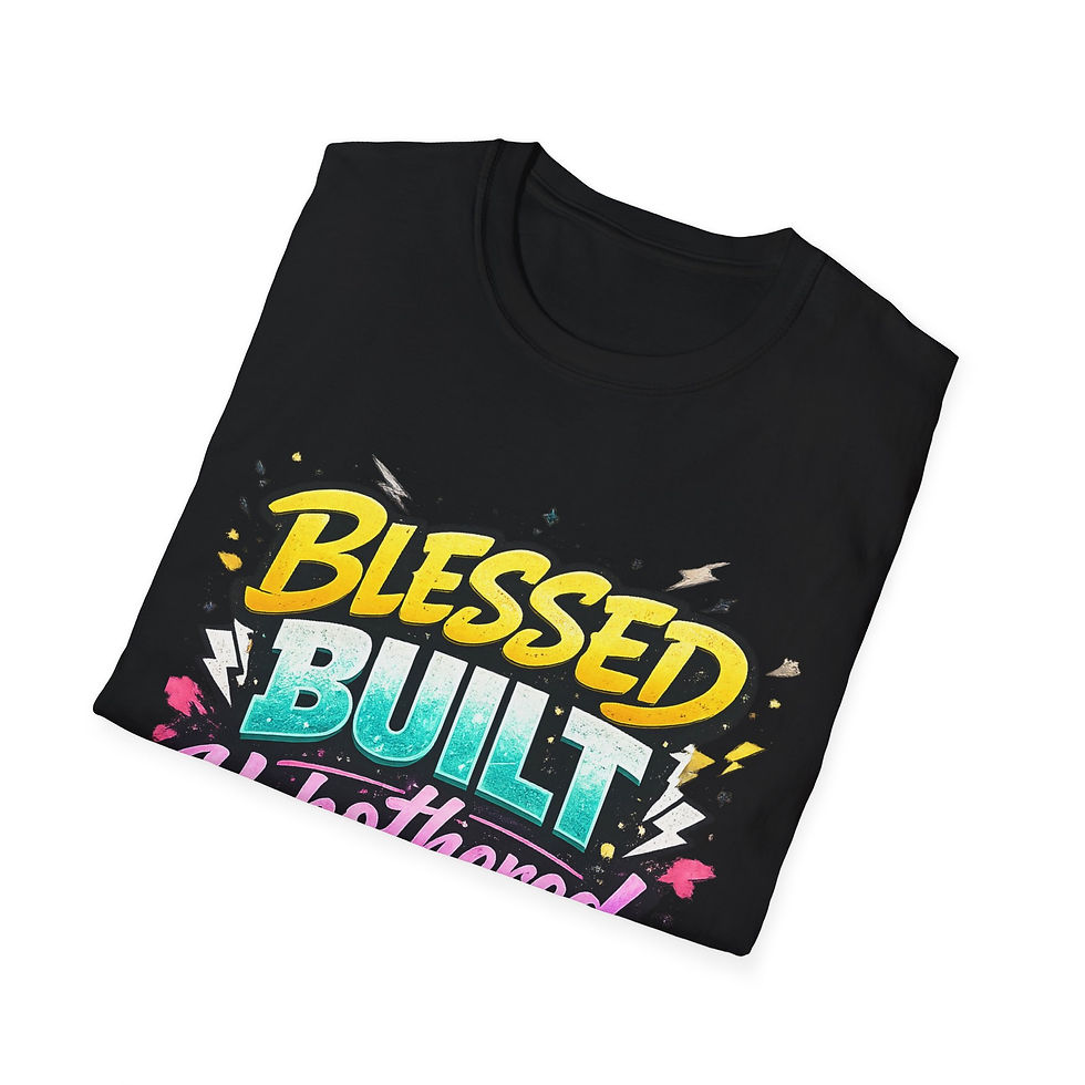 Thumbnail: Blessed Built Unbothered T-Shirt | Positive Faith Typography