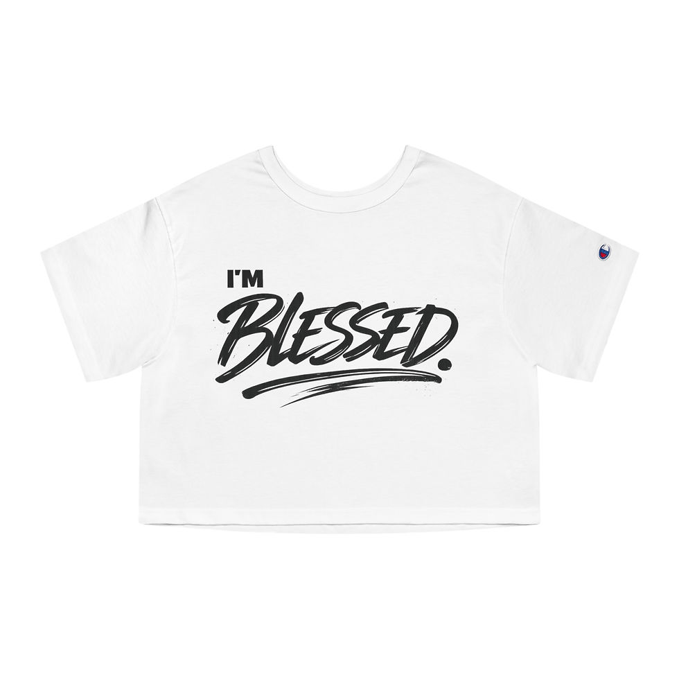 Thumbnail: I’m Blessed script design Cropped T-Shirt | Inspirational faith tee